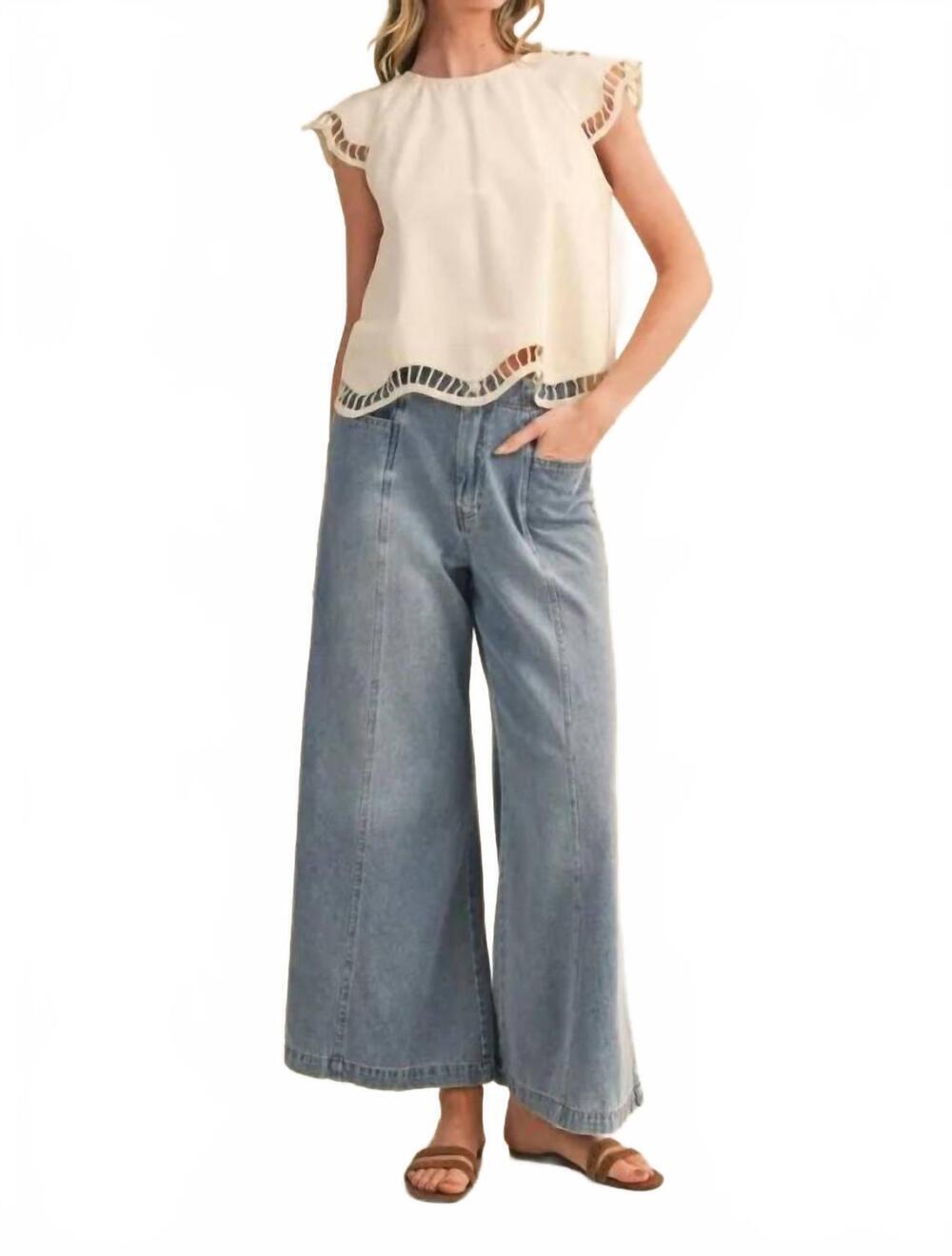 NEW EN MERCI embroidered cut out blouse in cream